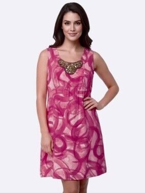 NWT Chiffon Sleeveless Shift Dress (Fuschia) - Vera Wang Simply Vera